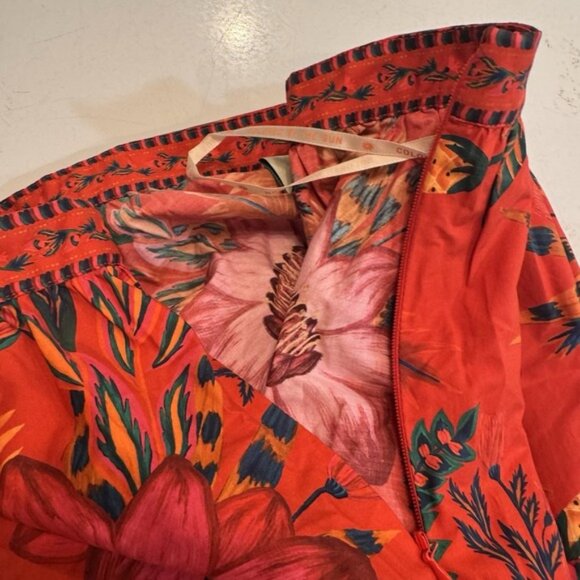 Farm Rio Long Multicolored Red  Women's Skirt Boho Festival - Picture 4 of 11